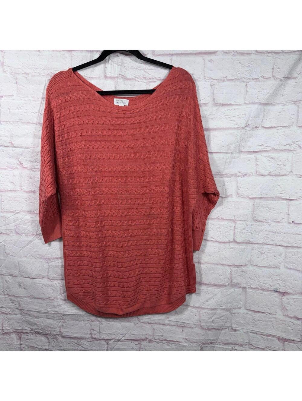 Women’s Market & Spruce Coral Textured Knit Sweater Size Large
